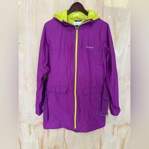 Columbia Girls' Purple Raincoat with Yellow Hood Lining